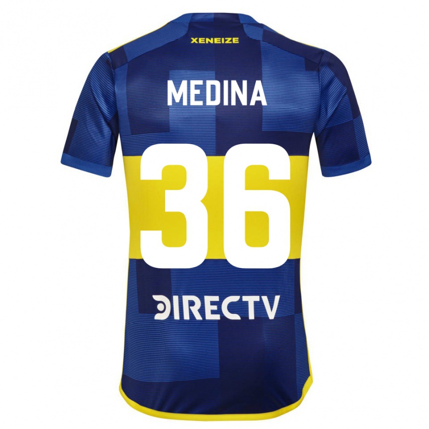 キッズフットボールクリスティアン・メディナ#36濃い青 黄色ホームシャツ2023/24ジャージーユニフォーム