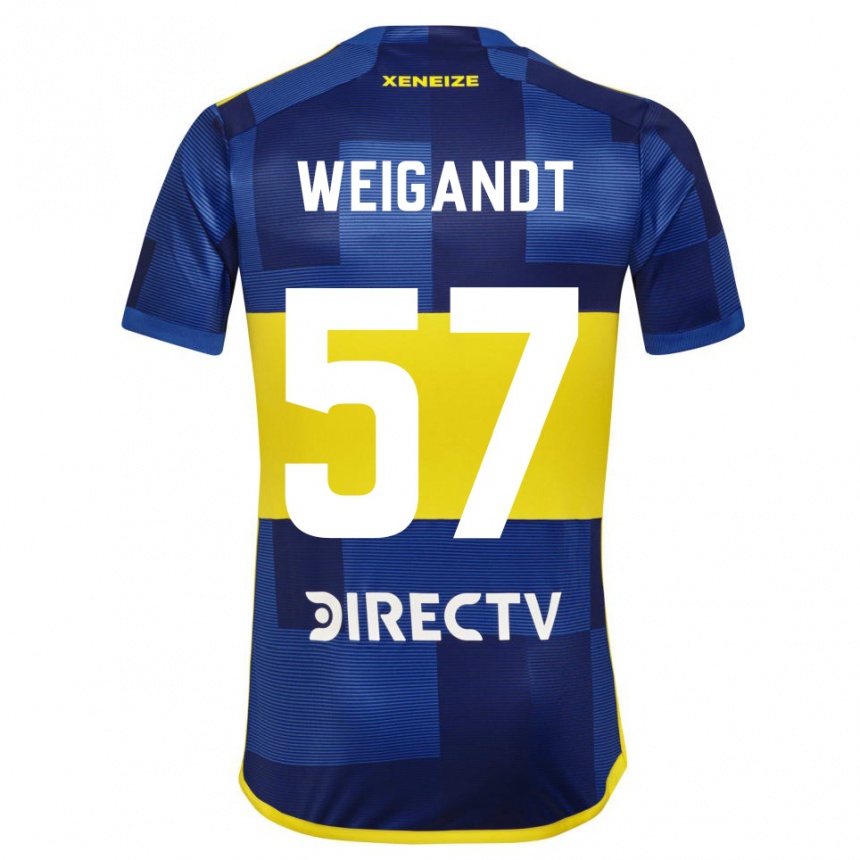 キッズフットボールマルセロ・ヴァイガント#57濃い青 黄色ホームシャツ2023/24ジャージーユニフォーム