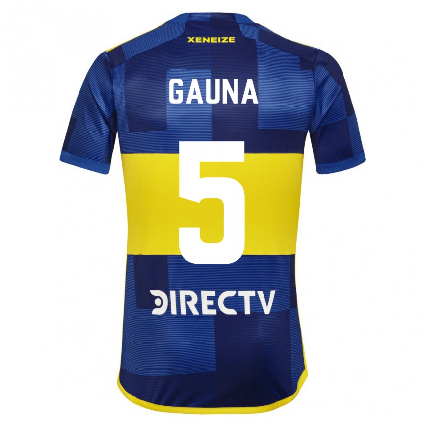 キッズフットボールサンティアゴ ガウナ#5濃い青 黄色ホームシャツ2023/24ジャージーユニフォーム