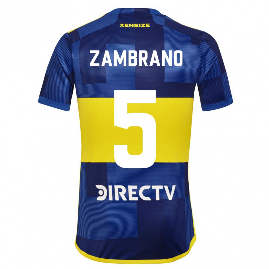 キッズフットボールカルロス・ザンブラーノ#5濃い青 黄色ホームシャツ2023/24ジャージーユニフォーム