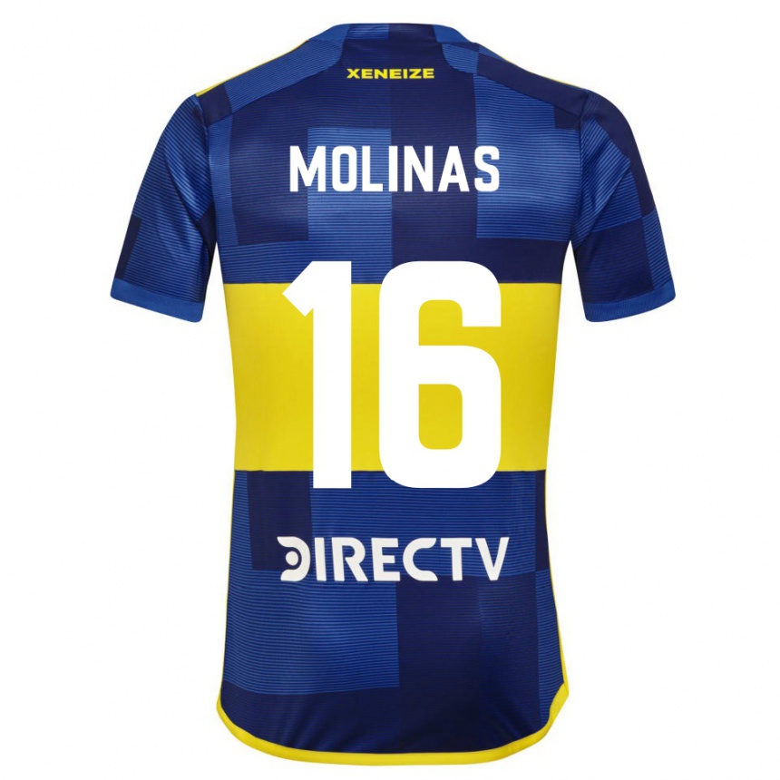 キッズフットボールアーロン・モリナス#16濃い青 黄色ホームシャツ2023/24ジャージーユニフォーム