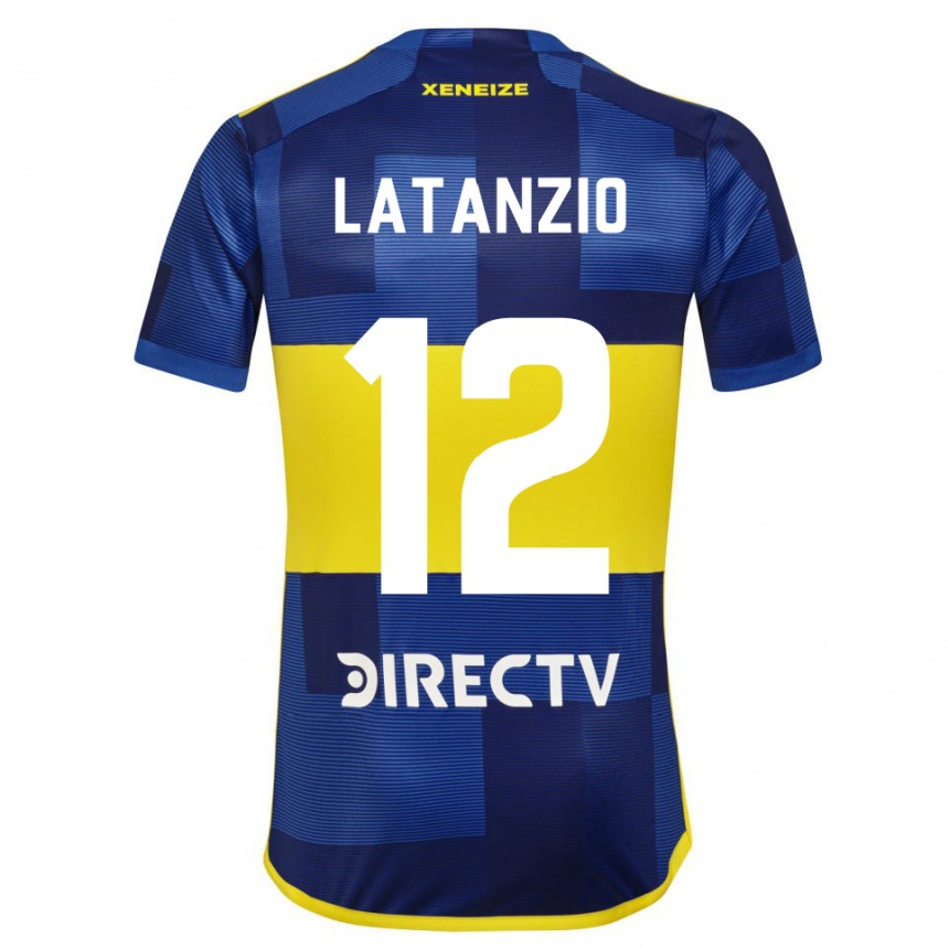 キッズフットボールフロレンシア・ラタンツィオ#12濃い青 黄色ホームシャツ2023/24ジャージーユニフォーム