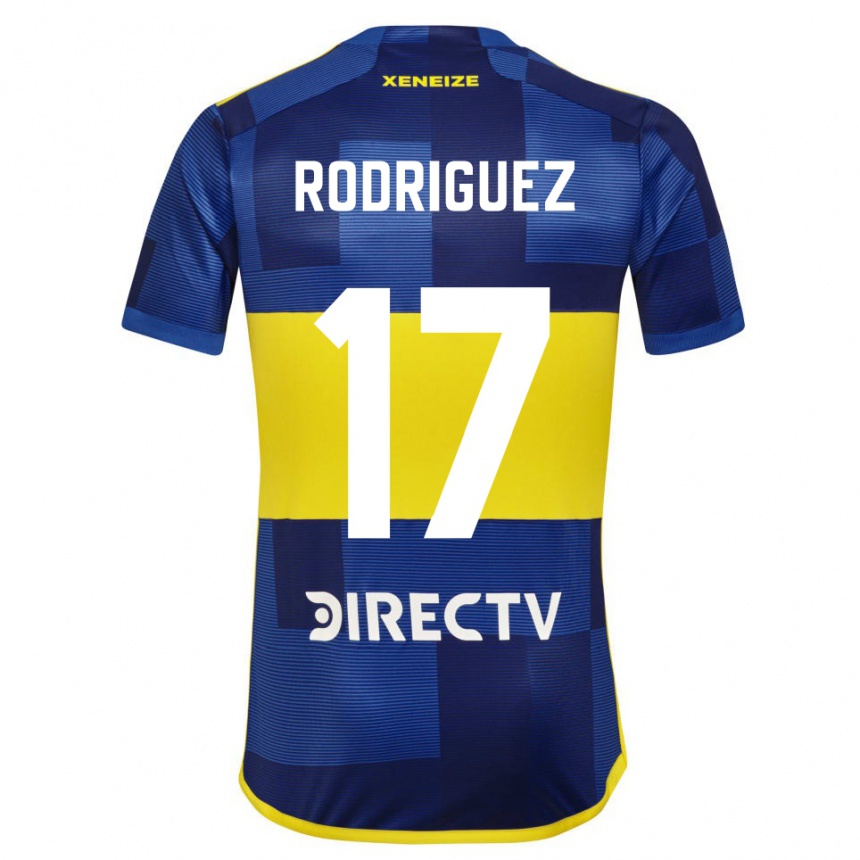 キッズフットボールファニー・ロドリゲス#17濃い青 黄色ホームシャツ2023/24ジャージーユニフォーム
