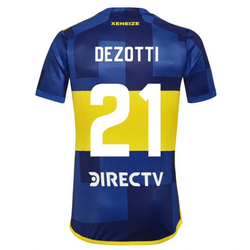 キッズフットボールマルティナ・デゾッティ#21濃い青 黄色ホームシャツ2023/24ジャージーユニフォーム