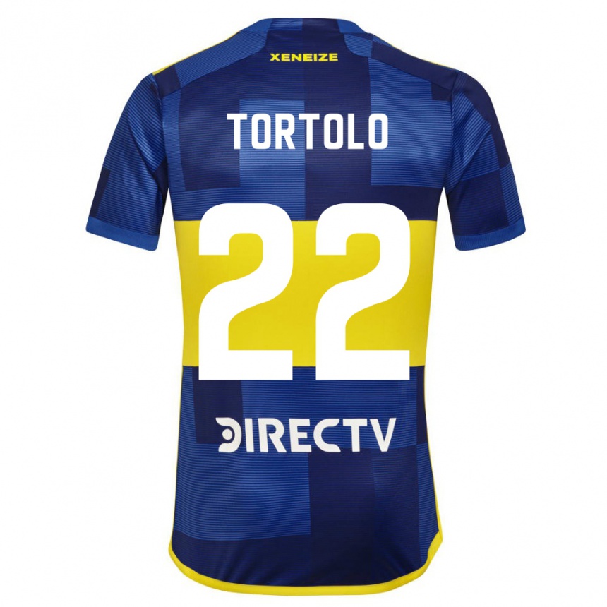 キッズフットボールドゥルセ・トルトロ#22濃い青 黄色ホームシャツ2023/24ジャージーユニフォーム