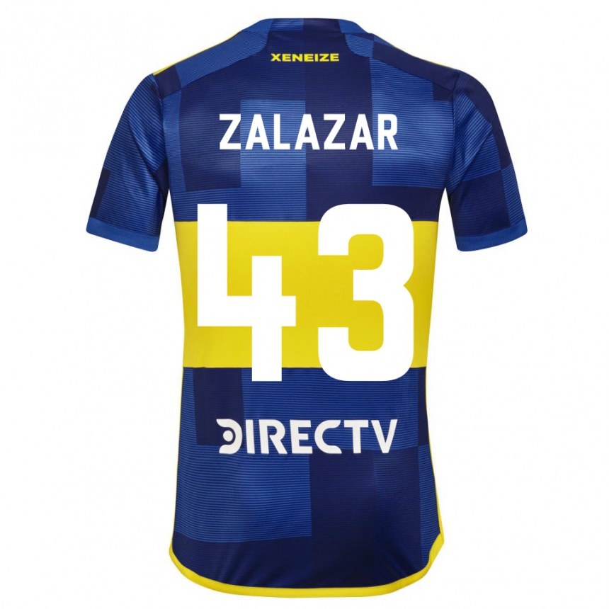キッズフットボールマキシミリアーノ・ザラザール#43濃い青 黄色ホームシャツ2023/24ジャージーユニフォーム