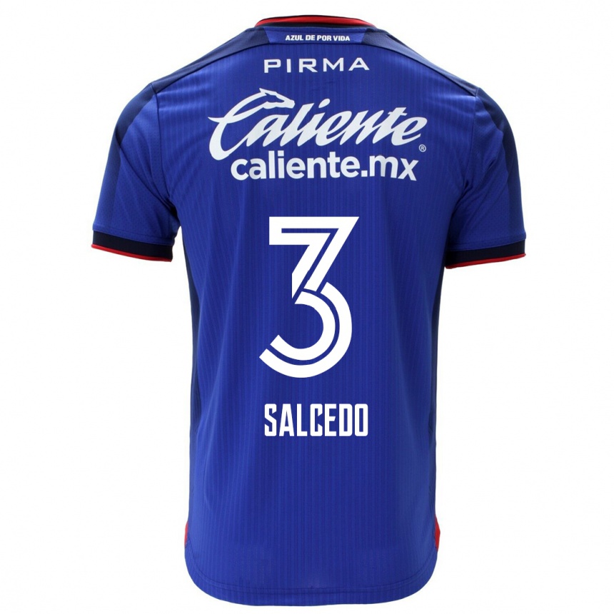 キッズフットボールカルロス・サルセド#3青ホームシャツ2023/24ジャージーユニフォーム