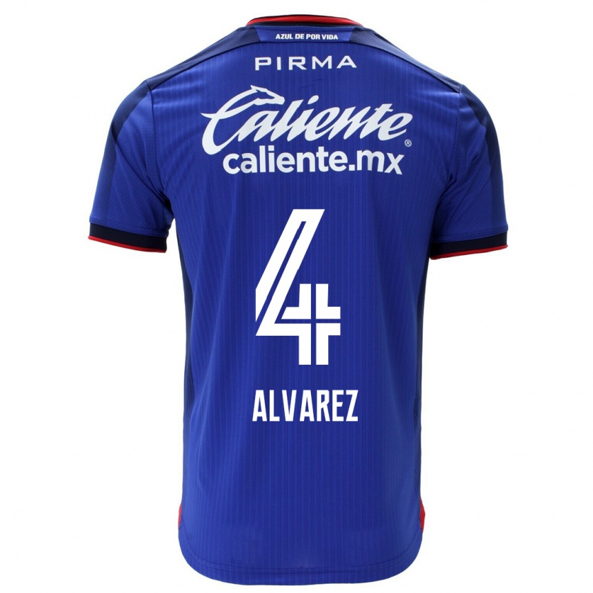 キッズフットボールガブリエラ・アルバレス#4青ホームシャツ2023/24ジャージーユニフォーム