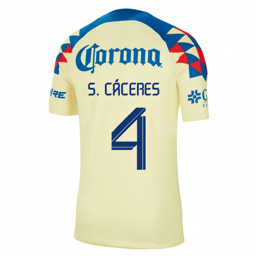 キッズフットボールセバスティアン・カセレス#4黄色ホームシャツ2023/24ジャージーユニフォーム