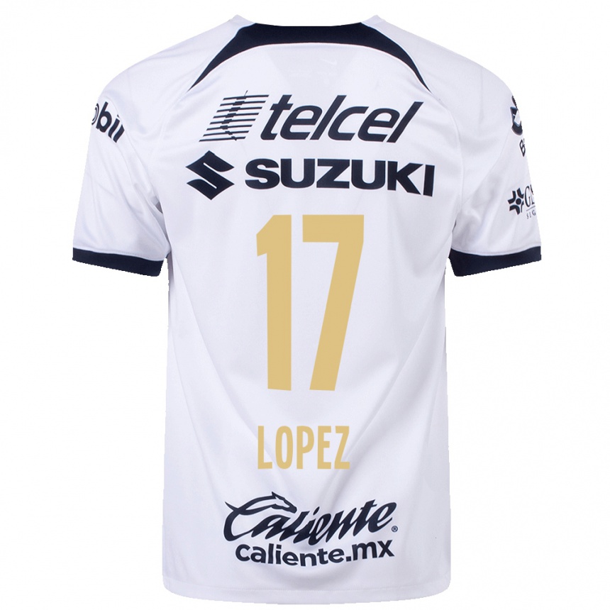 キッズフットボールレオネル・ロペス・ゴンサレス#17白ホームシャツ2023/24ジャージーユニフォーム