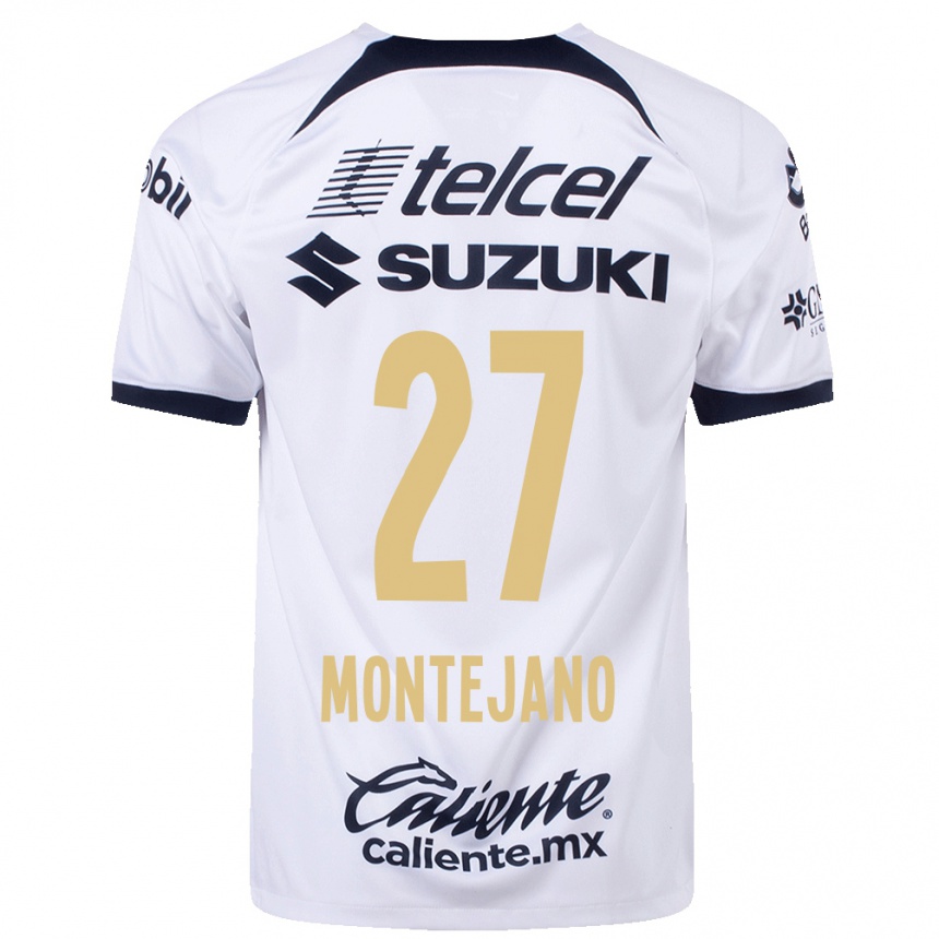 キッズフットボールエマヌエル・モンテハーノ#27白ホームシャツ2023/24ジャージーユニフォーム