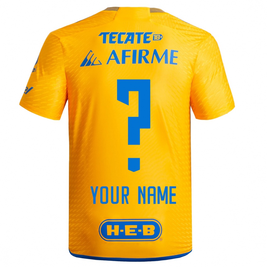 キッズフットボールあなたの名前#0黄色ホームシャツ2023/24ジャージーユニフォーム