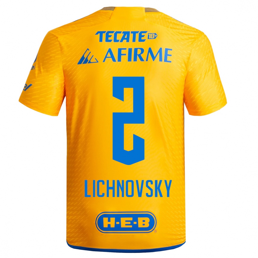 キッズフットボールイゴール・リチノフスキー#2黄色ホームシャツ2023/24ジャージーユニフォーム