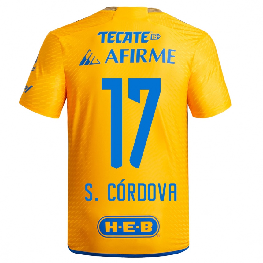 キッズフットボールセバスティアン・コルドバ#17黄色ホームシャツ2023/24ジャージーユニフォーム