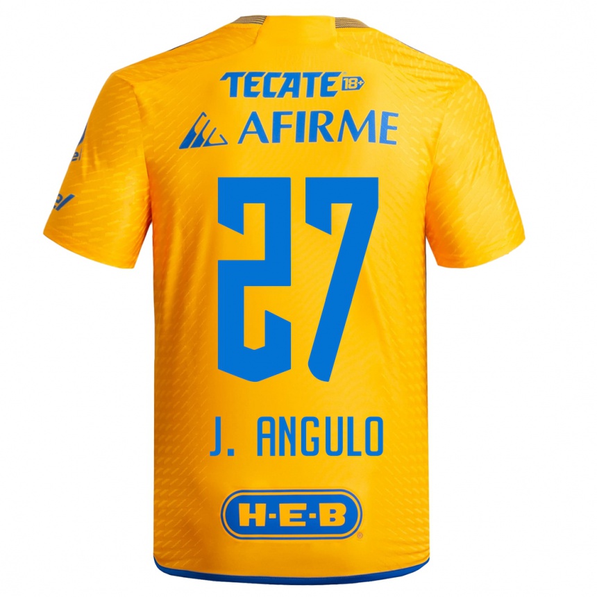 キッズフットボールヘスス・アルベルト・アングロ#27黄色ホームシャツ2023/24ジャージーユニフォーム
