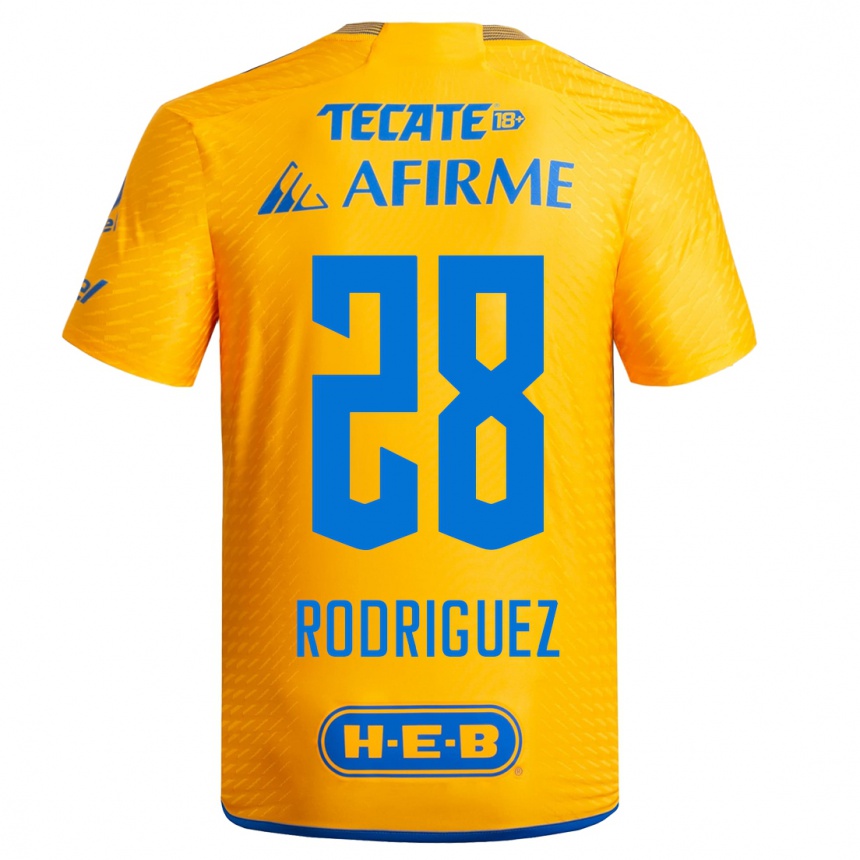キッズフットボールルイス・ロドリゲス#28黄色ホームシャツ2023/24ジャージーユニフォーム