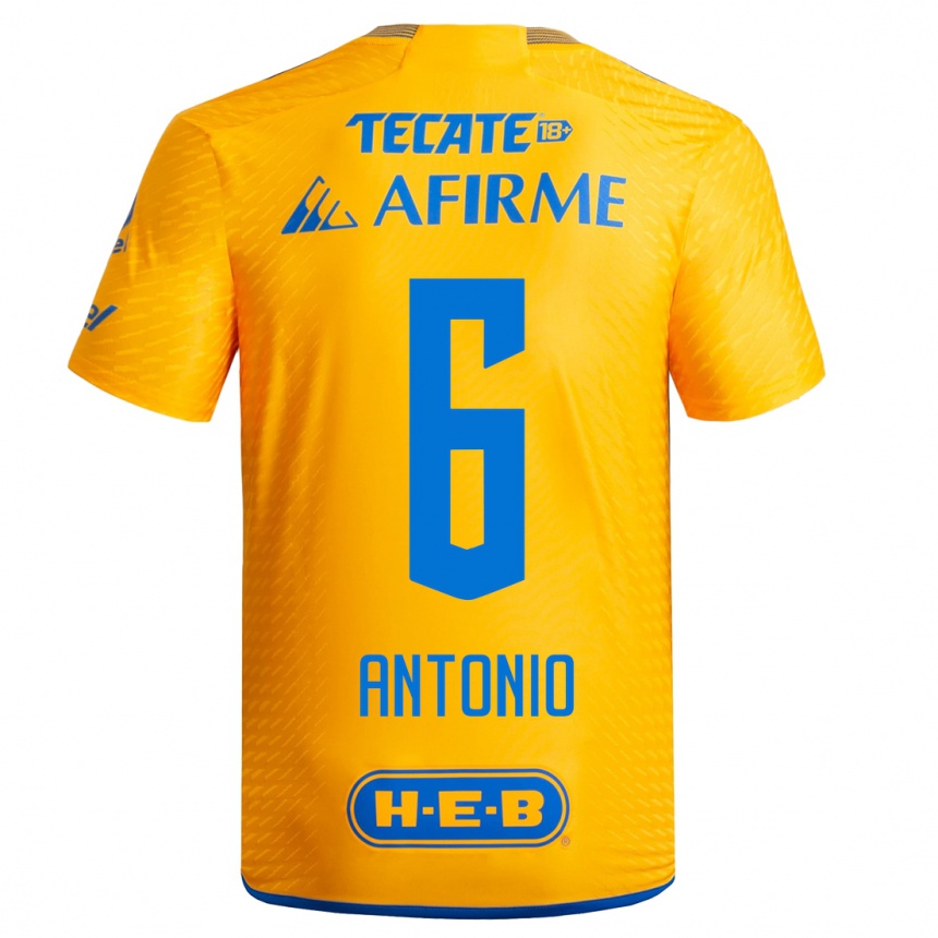 キッズフットボールナンシー・アントニオ#6黄色ホームシャツ2023/24ジャージーユニフォーム