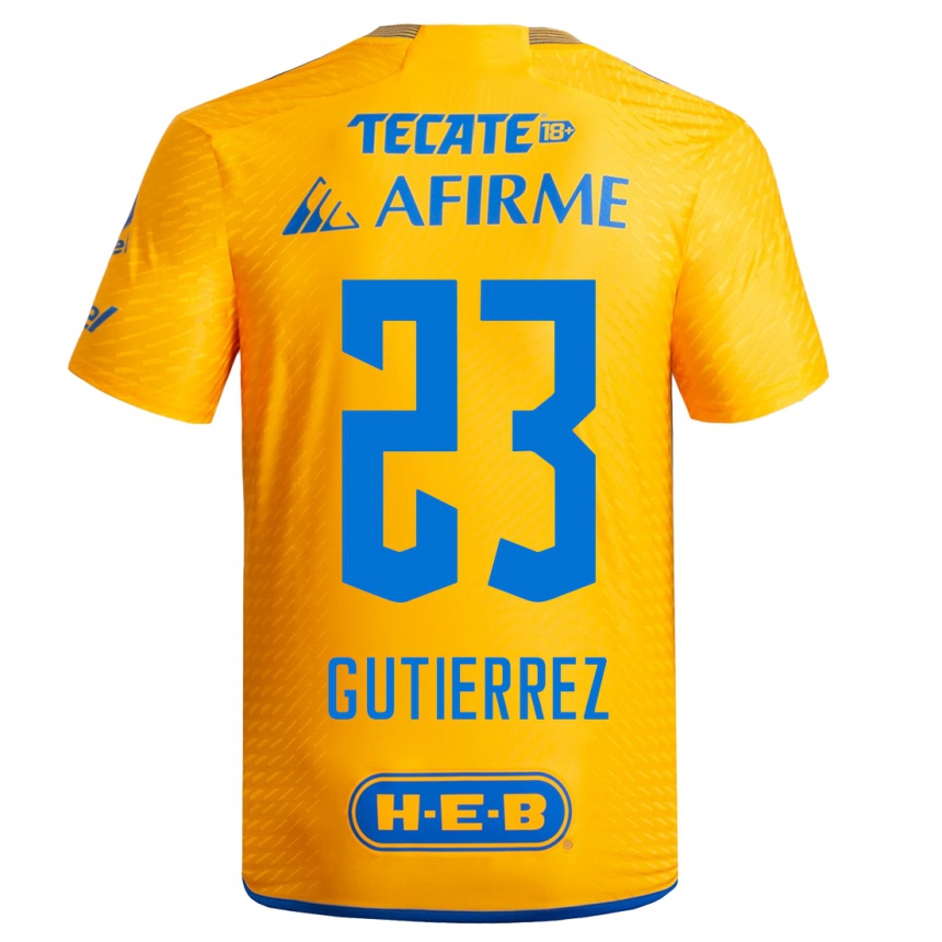 キッズフットボールジャナ・アレクサンドラ・グティエレス・カンポス#23黄色ホームシャツ2023/24ジャージーユニフォーム