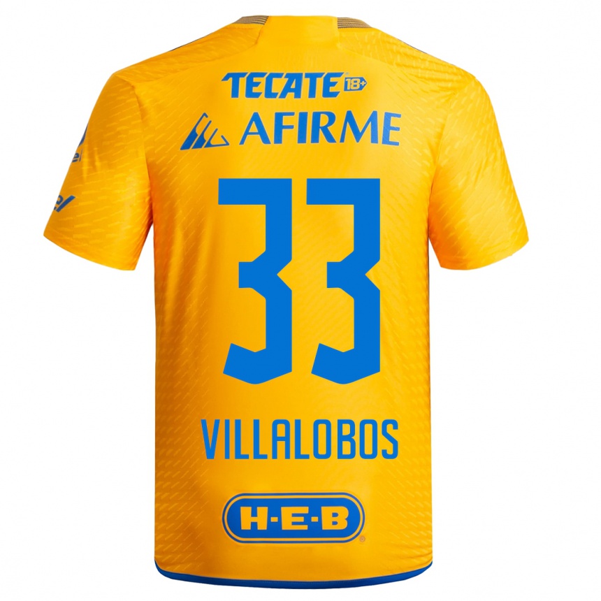 キッズフットボールヴァニア・ヴィラロボス#33黄色ホームシャツ2023/24ジャージーユニフォーム