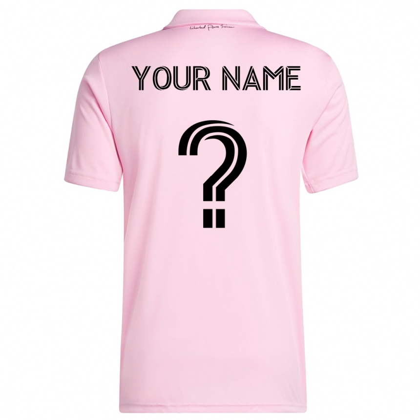 キッズフットボールあなたの名前#0ピンクホームシャツ2023/24ジャージーユニフォーム