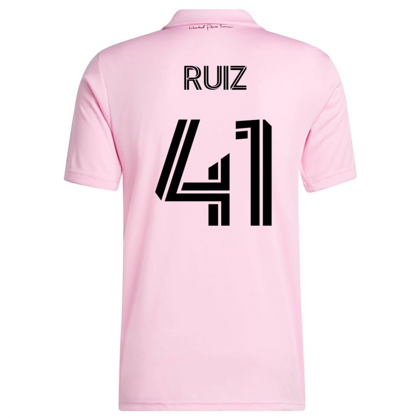 キッズフットボールデイビット・ルイズ#41ピンクホームシャツ2023/24ジャージーユニフォーム