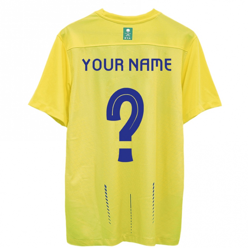 キッズフットボールあなたの名前#0黄色ホームシャツ2023/24ジャージーユニフォーム