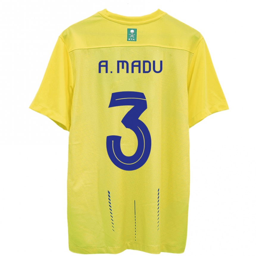 キッズフットボールアブドゥッラー・マドゥ#3黄色ホームシャツ2023/24ジャージーユニフォーム