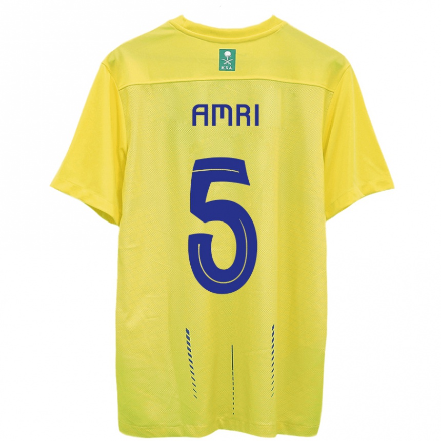 キッズフットボールアブドゥレラー・アル＝アムリ#5黄色ホームシャツ2023/24ジャージーユニフォーム