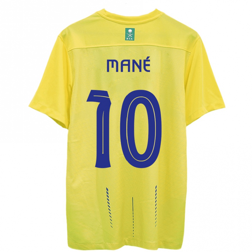 キッズフットボールサディオ・マネ#10黄色ホームシャツ2023/24ジャージーユニフォーム