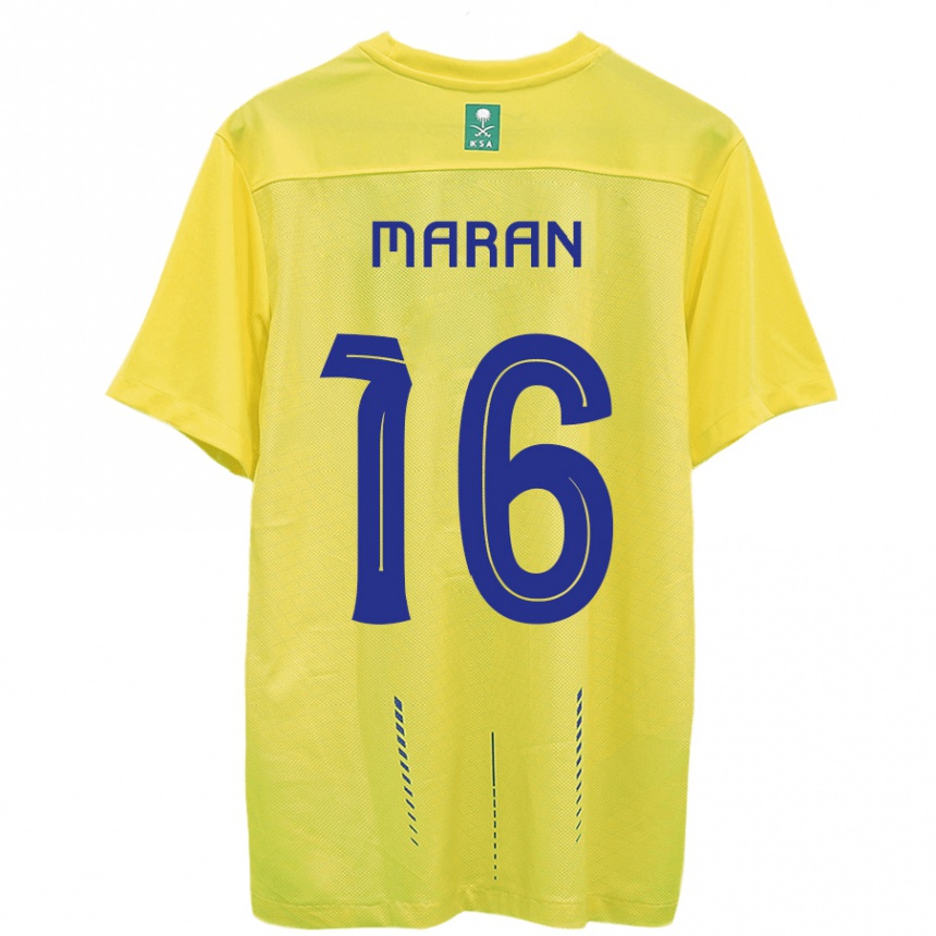 キッズフットボールムハンマド・マラン#16黄色ホームシャツ2023/24ジャージーユニフォーム