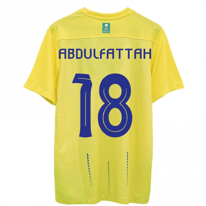 キッズフットボールアブドゥルファッターハ・アダム#18黄色ホームシャツ2023/24ジャージーユニフォーム