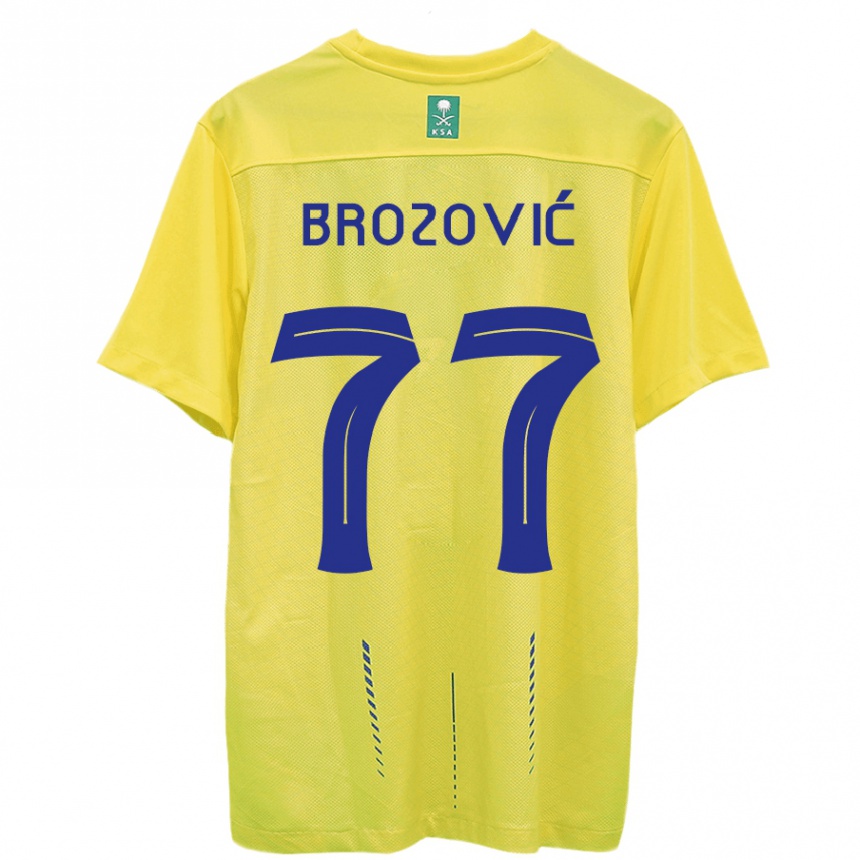 キッズフットボールマルセロ・ブロゾヴィッチ#77黄色ホームシャツ2023/24ジャージーユニフォーム