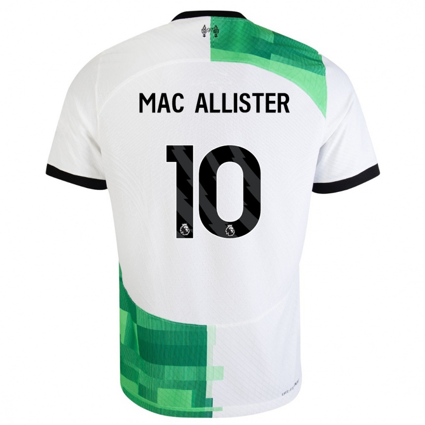 キッズフットボールアレクシス・マック・アリスター#10ホワイトグリーンアウェイシャツ2023/24ジャージーユニフォーム