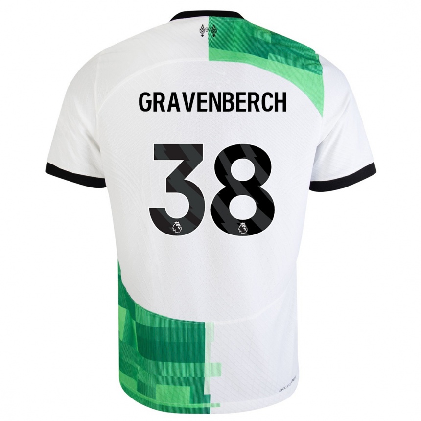 キッズフットボールライアン・グラフェンベルフ#38ホワイトグリーンアウェイシャツ2023/24ジャージーユニフォーム