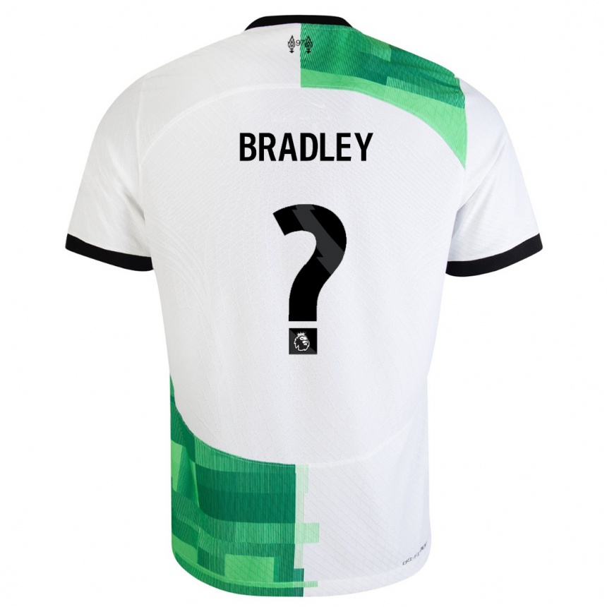 キッズフットボールコナー・ブラッドリー#0ホワイトグリーンアウェイシャツ2023/24ジャージーユニフォーム