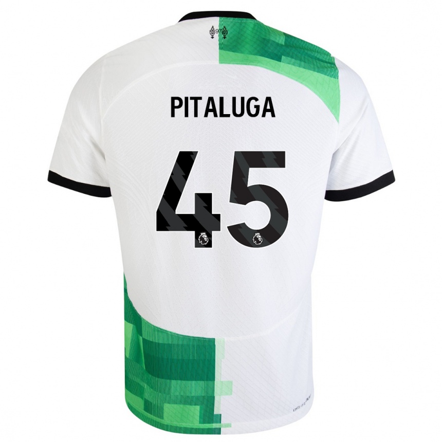 キッズフットボールマルセロ・ピタルガ#45ホワイトグリーンアウェイシャツ2023/24ジャージーユニフォーム
