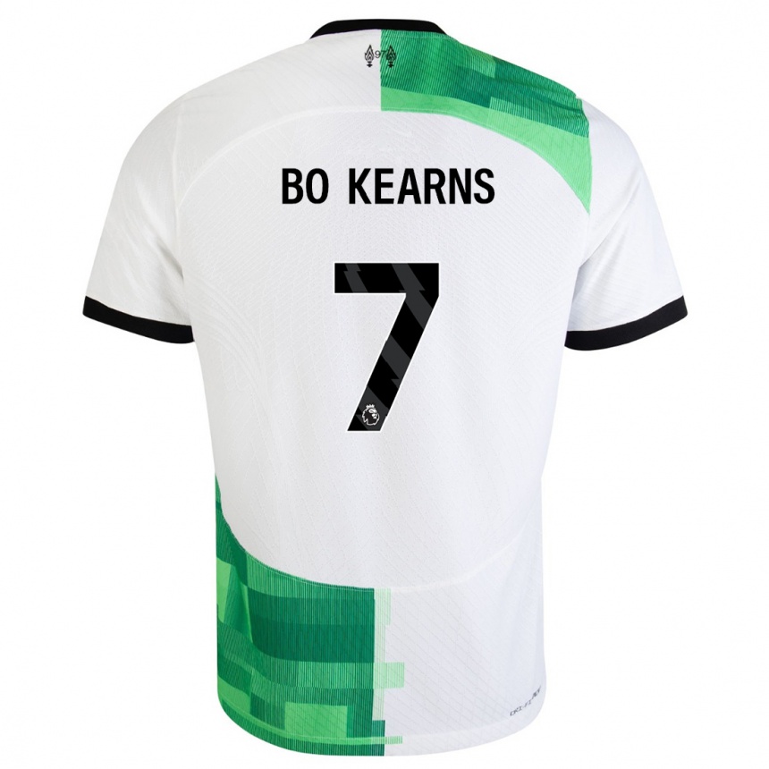 キッズフットボールミッシー・ボー・カーンズ#7ホワイトグリーンアウェイシャツ2023/24ジャージーユニフォーム