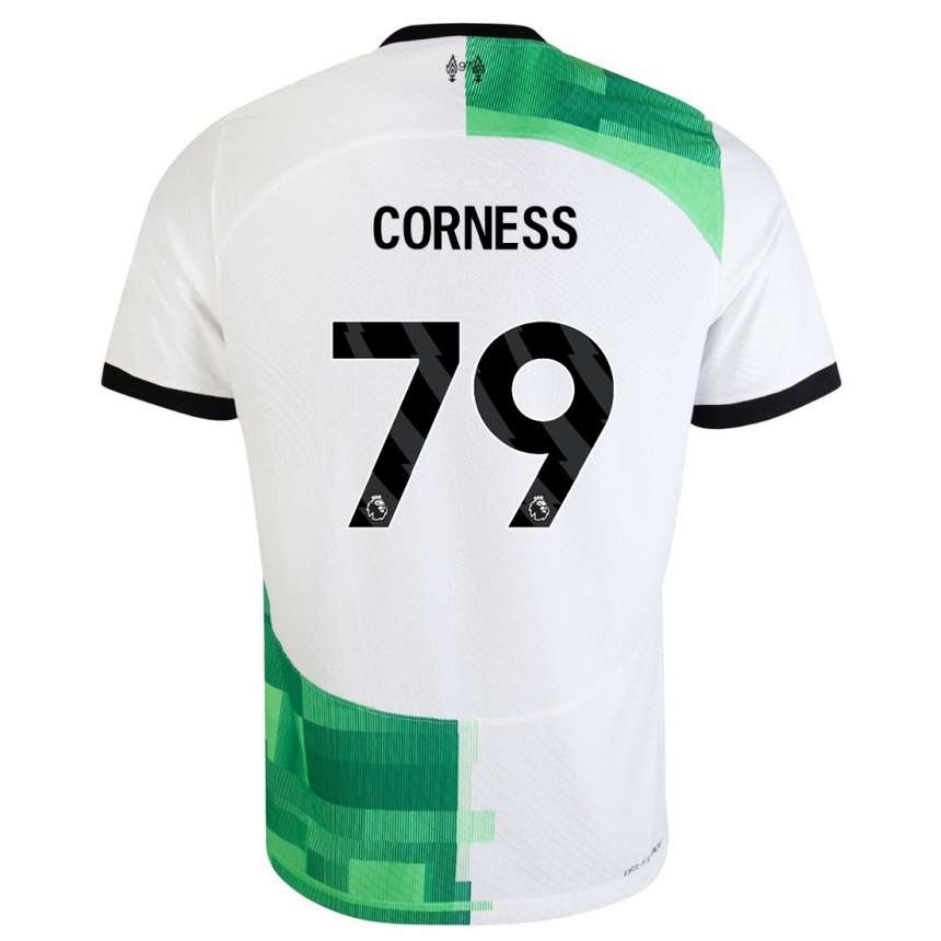 キッズフットボールドミニク・コーネス#79ホワイトグリーンアウェイシャツ2023/24ジャージーユニフォーム