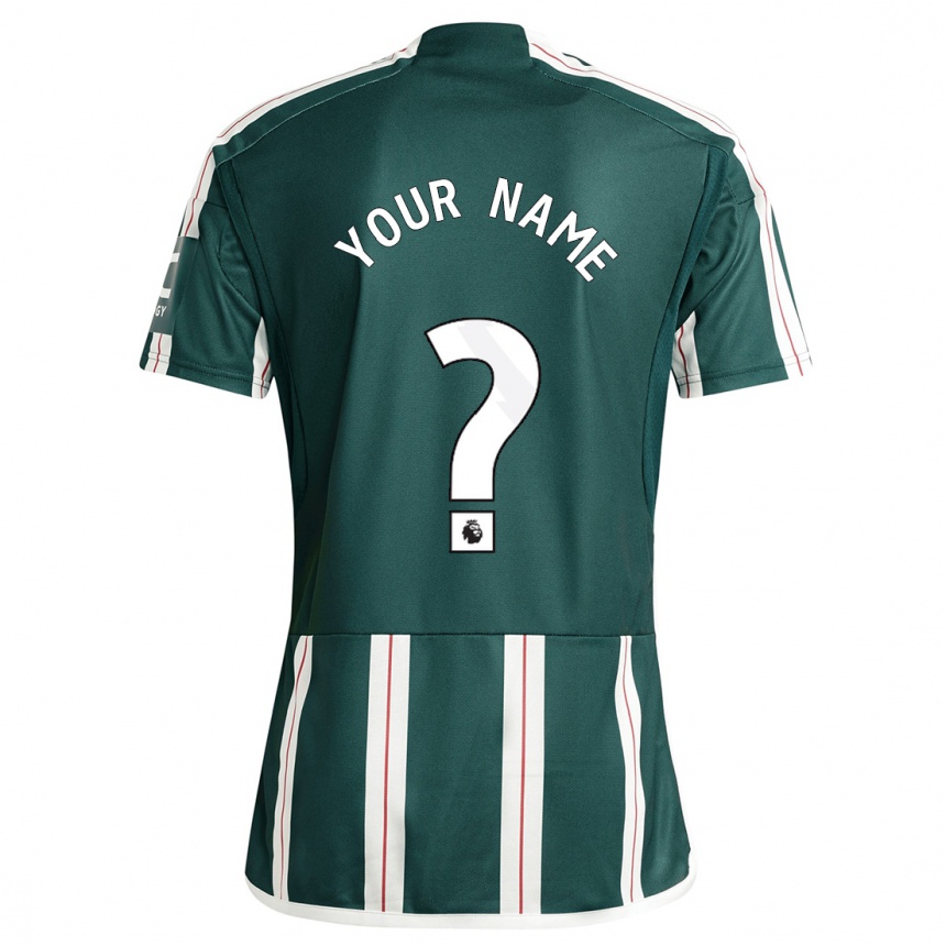 キッズフットボールあなたの名前#0濃い緑色アウェイシャツ2023/24ジャージーユニフォーム