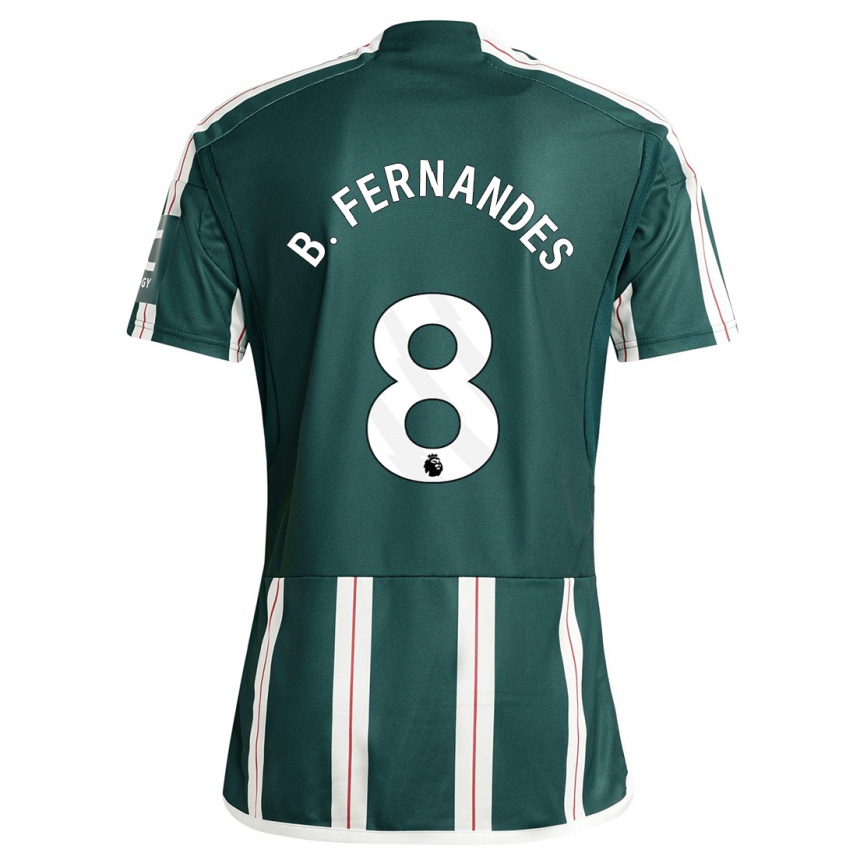 キッズフットボールブルーノ・フェルナンデス#8濃い緑色アウェイシャツ2023/24ジャージーユニフォーム