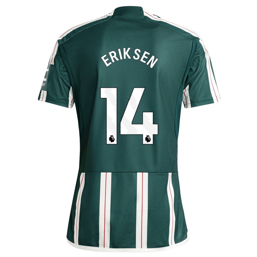 キッズフットボールクリスティアン・エリクセン#14濃い緑色アウェイシャツ2023/24ジャージーユニフォーム