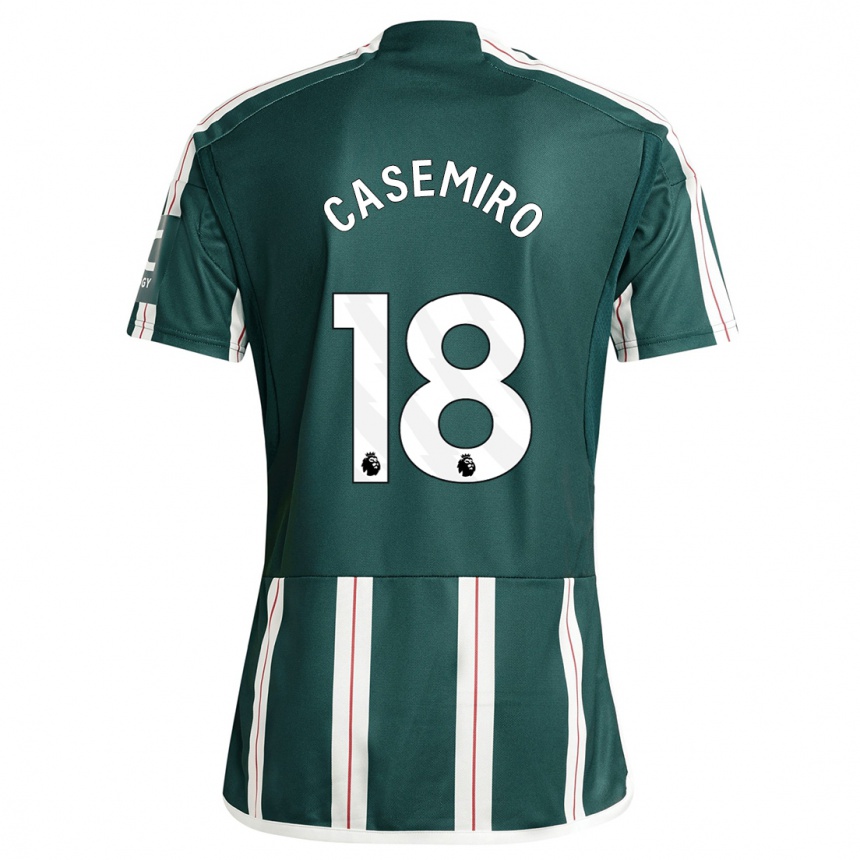 キッズフットボールカゼミーロ#18濃い緑色アウェイシャツ2023/24ジャージーユニフォーム