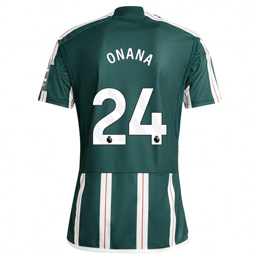 キッズフットボールアンドレ・オナナ#24濃い緑色アウェイシャツ2023/24ジャージーユニフォーム