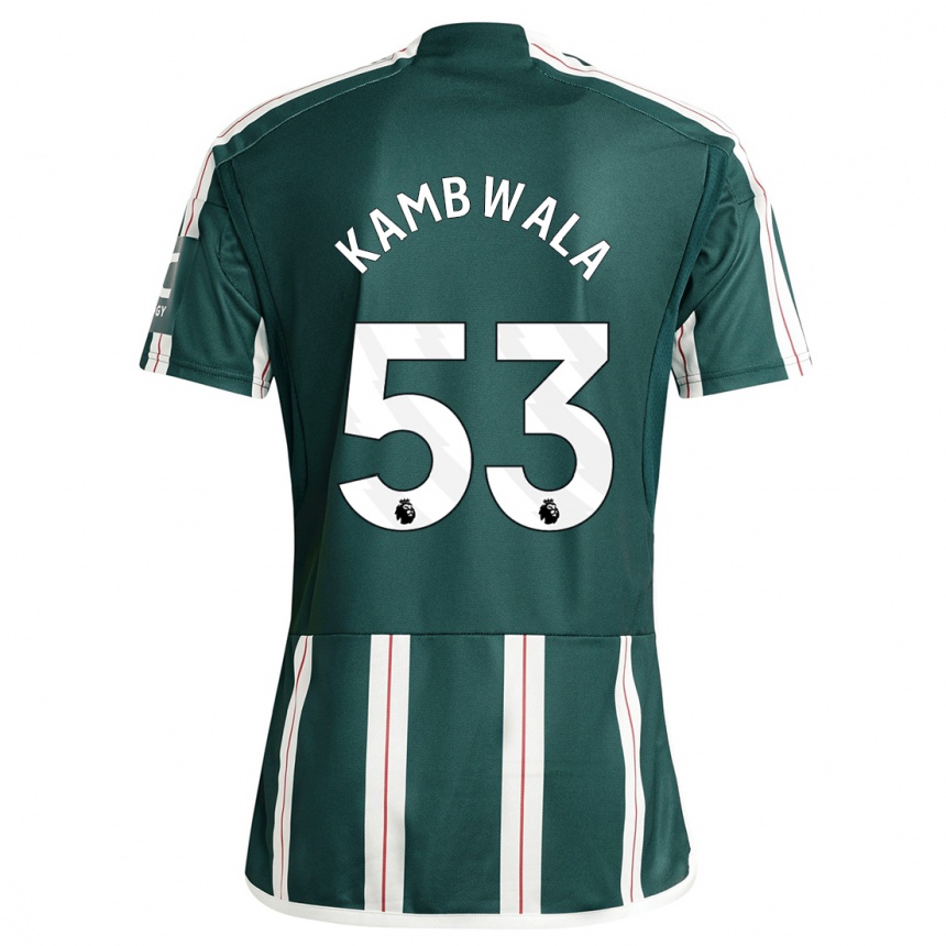 キッズフットボールウィリーカンブワラ#53濃い緑色アウェイシャツ2023/24ジャージーユニフォーム