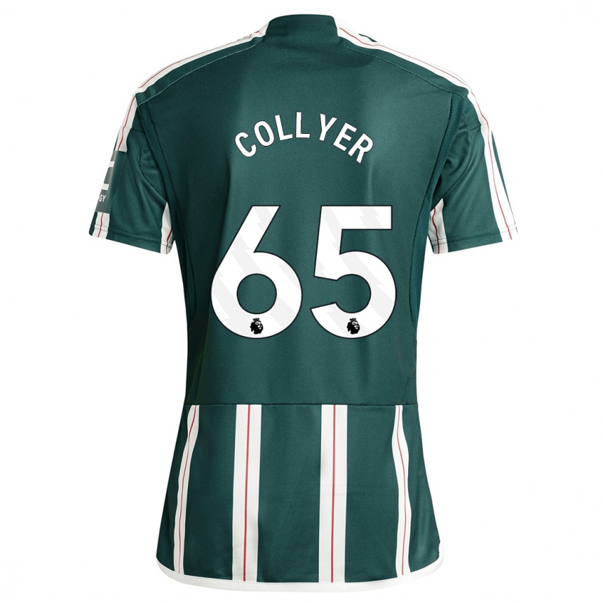 キッズフットボールトビー・コリアー#65濃い緑色アウェイシャツ2023/24ジャージーユニフォーム