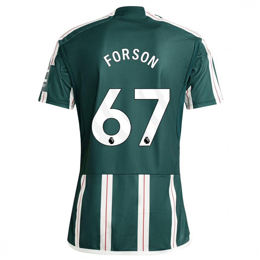 キッズフットボールオマリ・ネイサン・フォーソン#67濃い緑色アウェイシャツ2023/24ジャージーユニフォーム