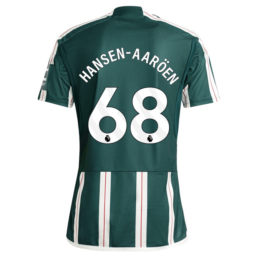 キッズフットボールイサク・ハンセン=アーレン#68濃い緑色アウェイシャツ2023/24ジャージーユニフォーム