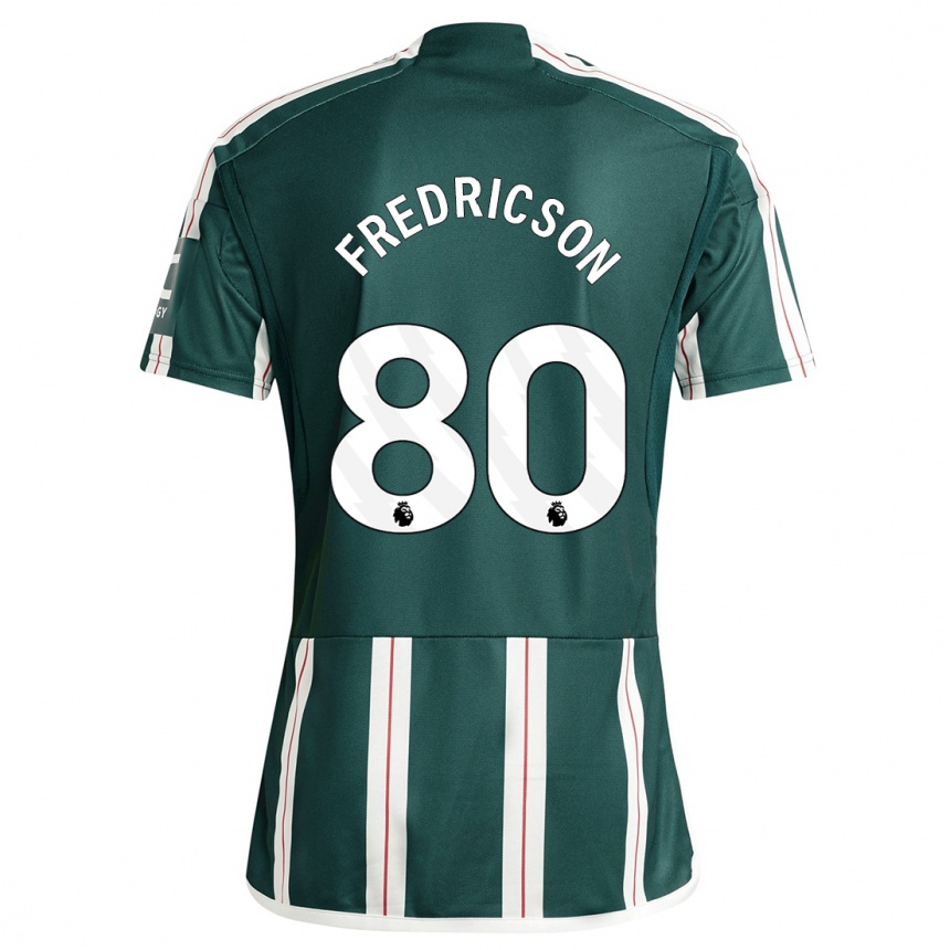 キッズフットボールタイラー・フレデリクソン#80濃い緑色アウェイシャツ2023/24ジャージーユニフォーム