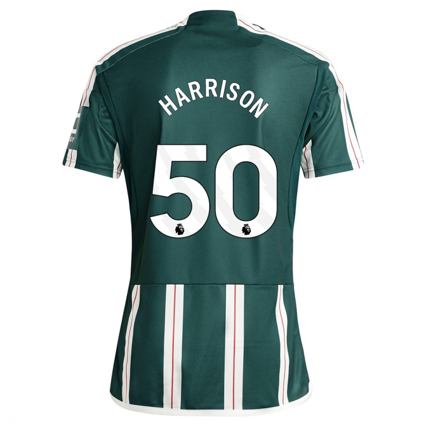 キッズフットボールイライ・ハリソン#50濃い緑色アウェイシャツ2023/24ジャージーユニフォーム