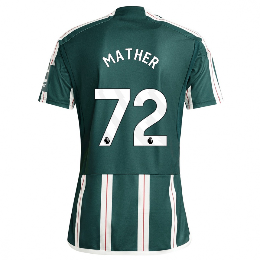 キッズフットボールサム・マザー#72濃い緑色アウェイシャツ2023/24ジャージーユニフォーム